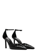 Women's Black Ankle Buckle Thin Heel Leather Shoes | Derimod