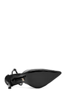 Women's Black Ankle Buckle Thin Heel Leather Shoes | Derimod