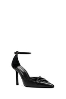 Women's Black Ankle Buckle Thin Heel Leather Shoes | Derimod