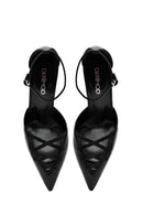 Women's Black Ankle Buckle Thin Heel Leather Shoes | Derimod