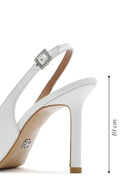 Women's White Ankle Buckle Open Back Thin Heel Leather Shoes | Derimod