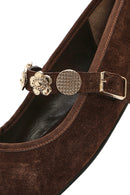 Women's Mink Banded Suede Leather Ballerinas | Derimod