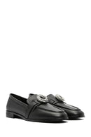Kadın Siyah Tokalı Deri Maskülen Loafer | Derimod