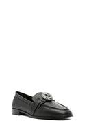 Kadın Siyah Tokalı Deri Maskülen Loafer | Derimod
