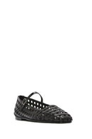 Women's Black Striped Patent Leather Ballerinas | Derimod