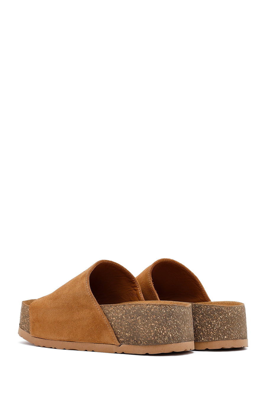 Woman Tan Thick-Soled Suede Leather Slipper