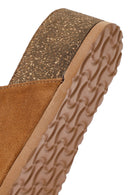Woman Tan Thick-Soled Suede Leather Slipper | Derimod