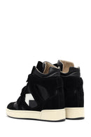 Women's Black Strappy Wedge Heel Leather Sneakers | Derimod