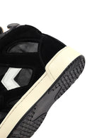 Women's Black Strappy Wedge Heel Leather Sneakers | Derimod