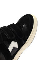 Women's Black Strappy Wedge Heel Leather Sneakers | Derimod