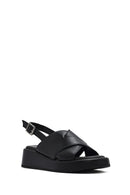 
Women's Black Ankle Buckle Thick Sole Leather Sandal
 | Derimod