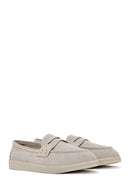 Women's Mink Stone Detailed Suede Leather Loafer | Derimod