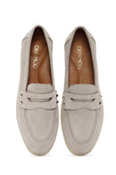 Women's Mink Stone Detailed Suede Leather Loafer | Derimod
