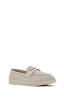 Women's Mink Stone Detailed Suede Leather Loafer | Derimod