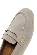 Women's Mink Stone Detailed Suede Leather Loafer | Derimod