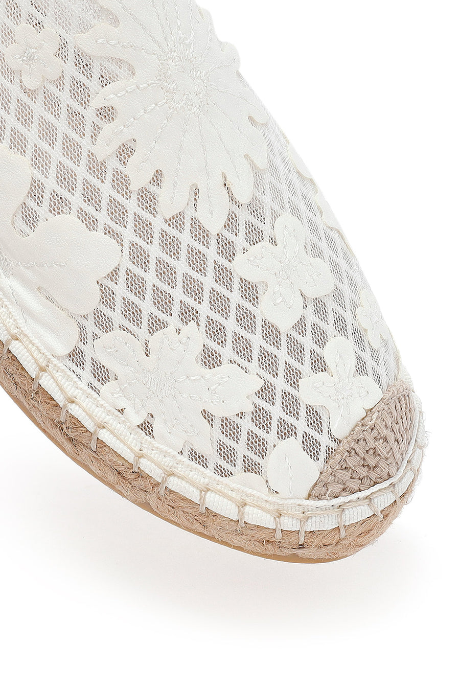 Women's Cream Patterned Espadrille Slippers