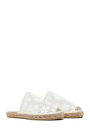 Women's Cream Patterned Espadrille Slippers | Derimod