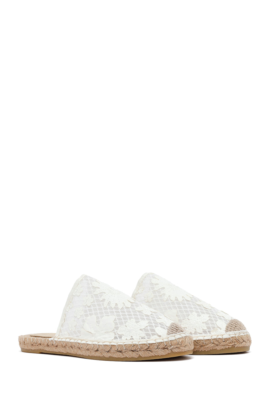 Women's Cream Patterned Espadrille Slippers