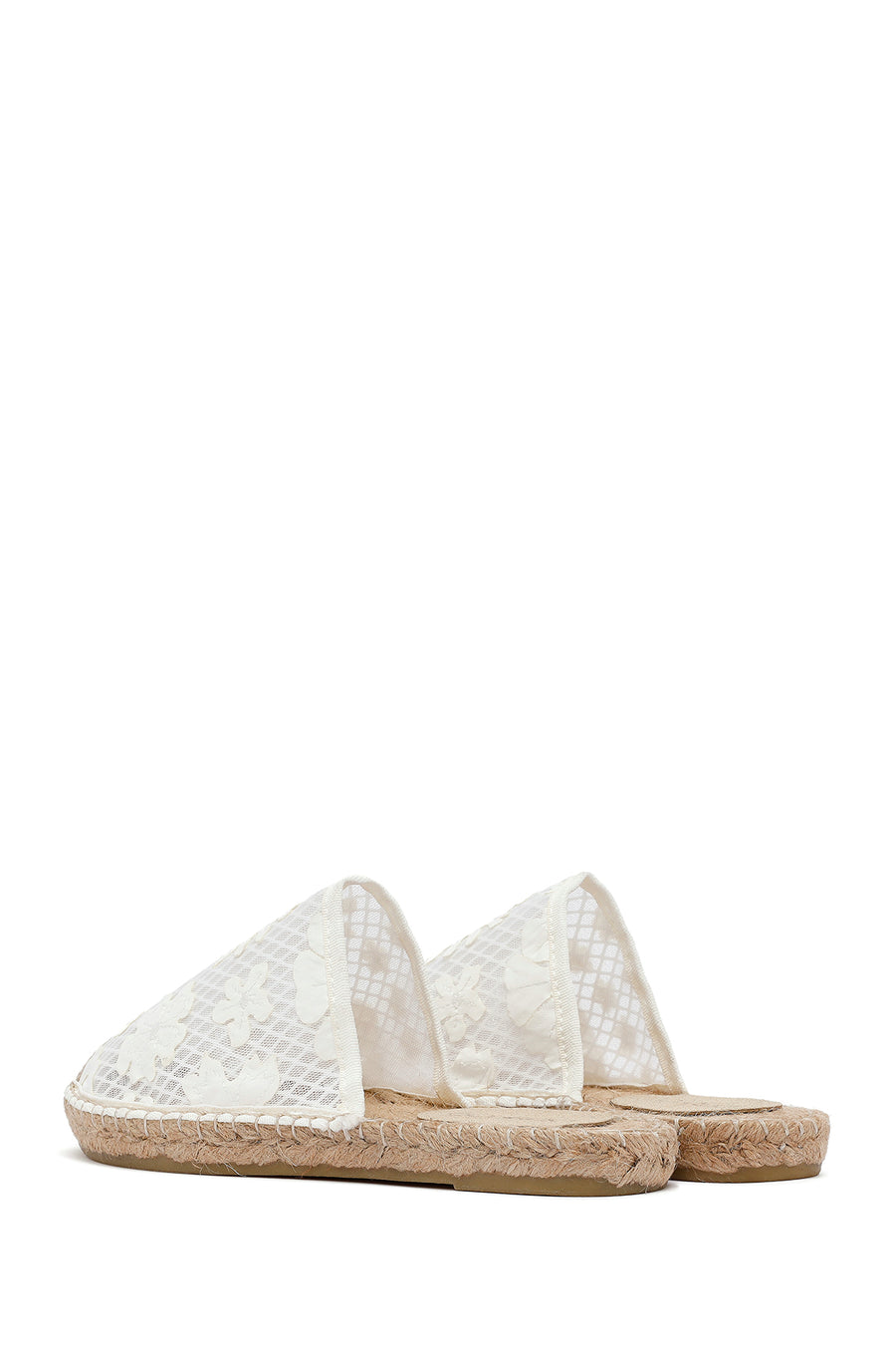 Women's Cream Patterned Espadrille Slippers