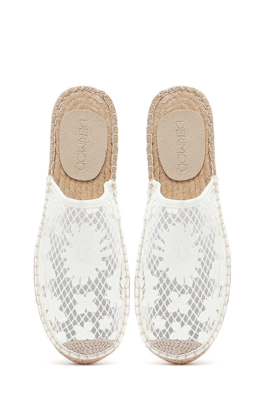 Women's Cream Patterned Espadrille Slippers
