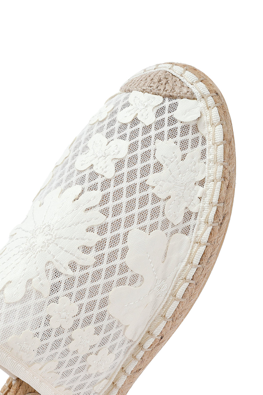 Women's Cream Patterned Espadrille Slippers