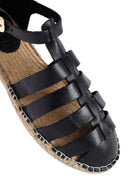 Woman Black Leather Espadrilles | Derimod