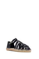 Woman Black Leather Espadrilles | Derimod