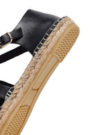 Woman Black Leather Espadrilles | Derimod