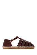 Woman Brown Leather Espadrilles | Derimod