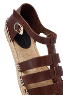 Woman Brown Leather Espadrilles | Derimod