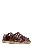 Woman Brown Leather Espadrilles | Derimod