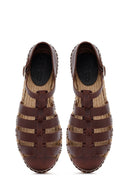 Woman Brown Leather Espadrilles | Derimod