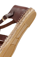 Woman Brown Leather Espadrilles | Derimod