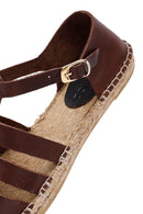 Woman Brown Leather Espadrilles | Derimod