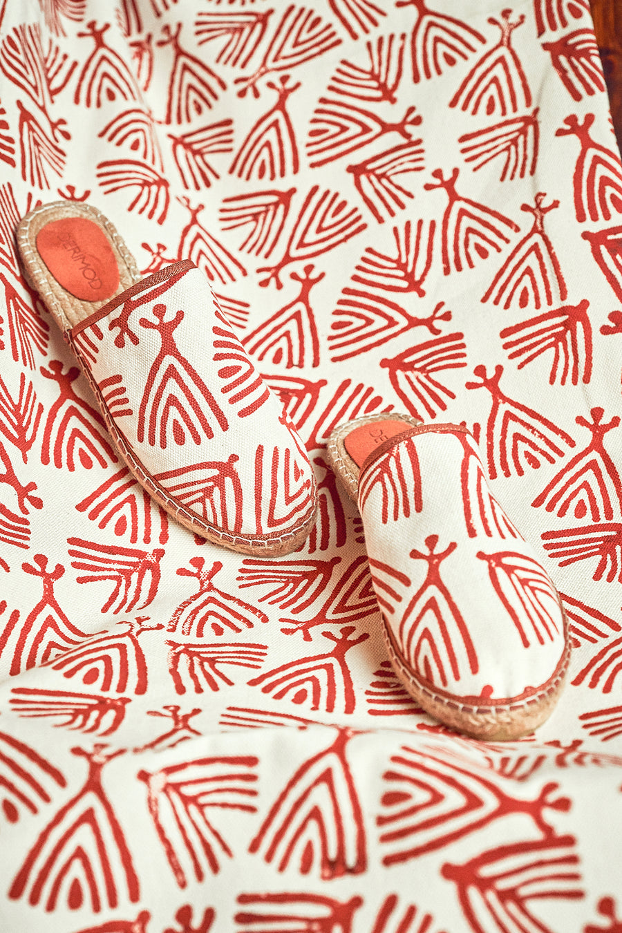 Kastamonu Stone Print Women's Tan Patterned Espadrille Slippers