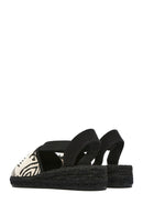 Kastamonu Stone Print Woman Black Patterned Espadrilles | Derimod