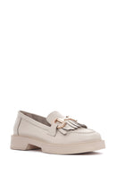 Women's Cream Tassel Leather Casual Loafer | Derimod