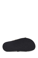 Women's Black Buckled Studded Leather Slippers | Derimod