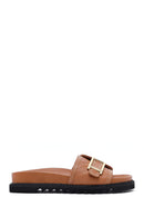 
Women's Tan Buckled Leather Slippers
 | Derimod