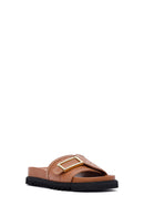 
Women's Tan Buckled Leather Slippers
 | Derimod