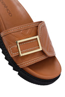 
Women's Tan Buckled Leather Slippers
 | Derimod
