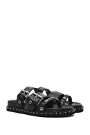 Kadın Siyah Tokalı Bantlı Süet Deri Terlik | Derimod