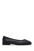 Woman Black Patterned Leather Babet | Derimod