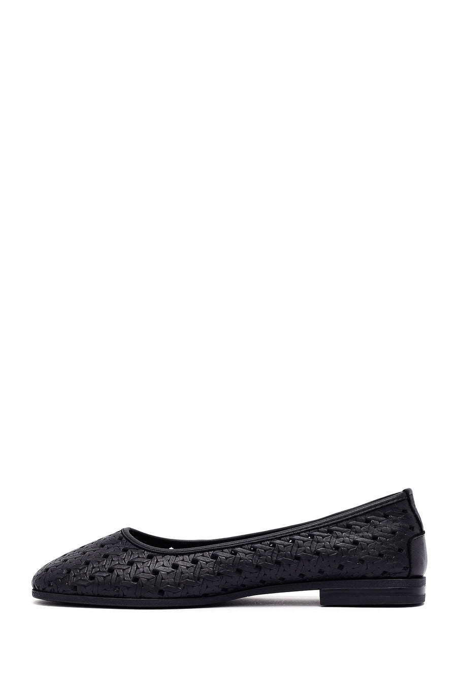 Woman Black Patterned Leather Babet