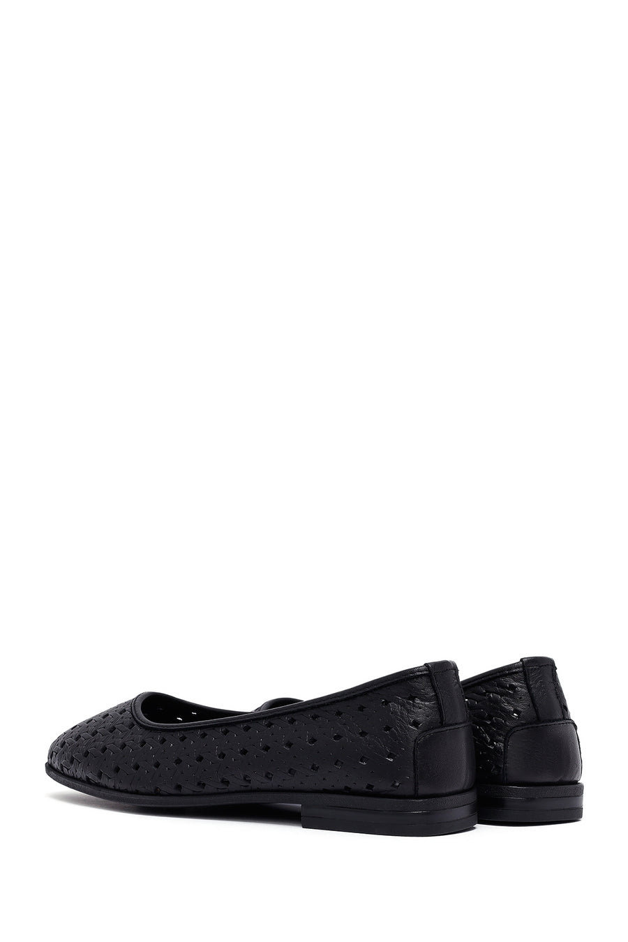 Woman Black Patterned Leather Babet