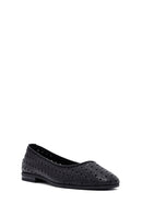 Woman Black Patterned Leather Babet | Derimod