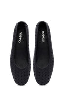 Woman Black Patterned Leather Babet | Derimod