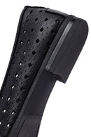 Woman Black Patterned Leather Babet | Derimod