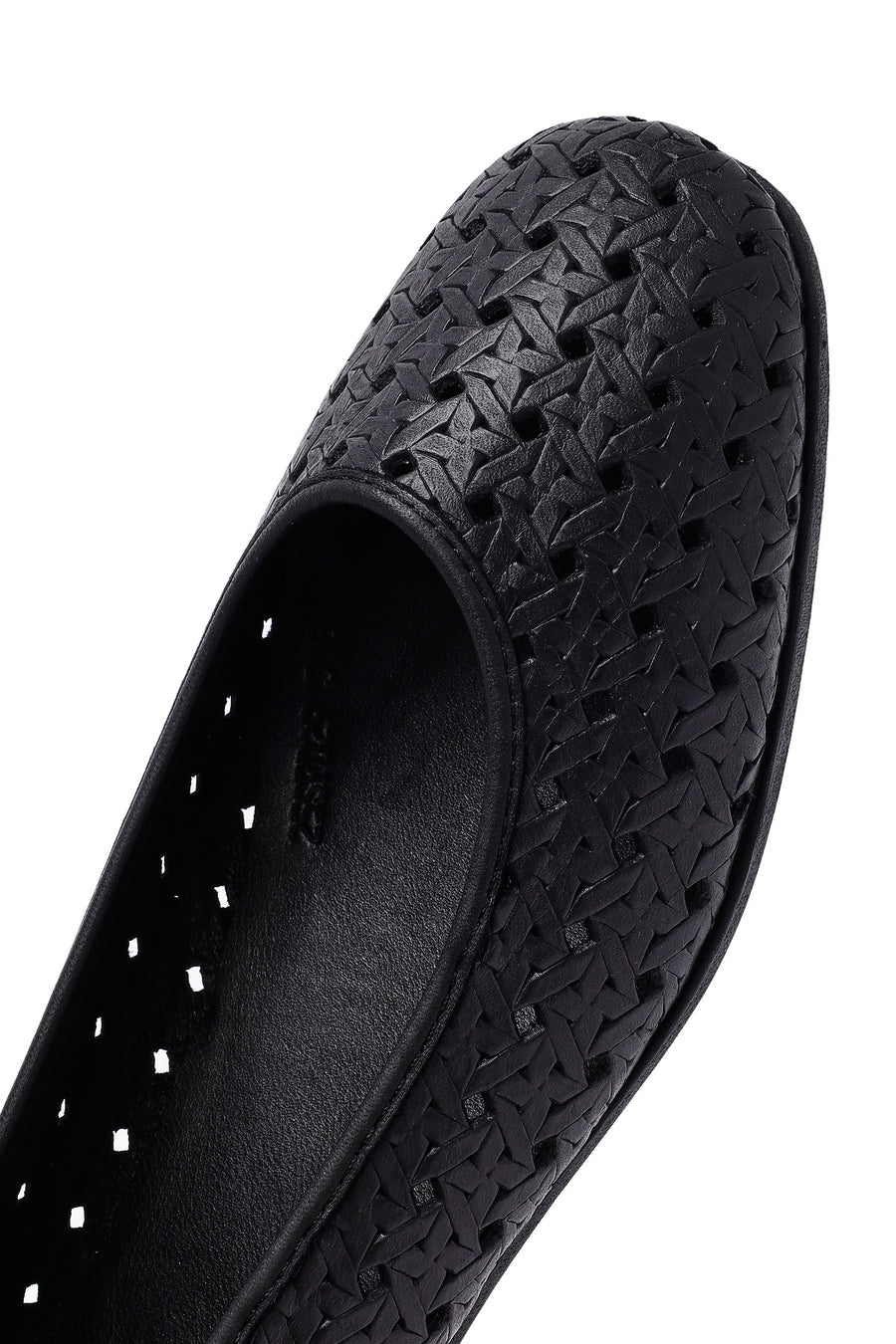 Woman Black Patterned Leather Babet