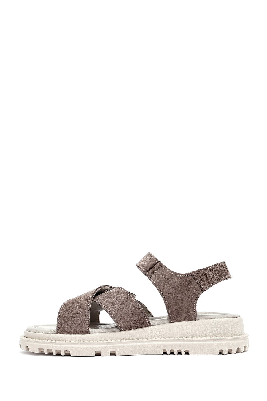 Women's Mink Double Strap Suede Leather Sandals